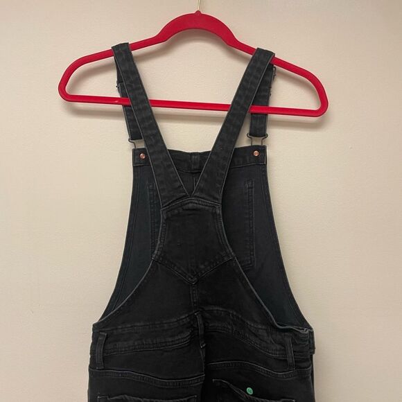 Old Navy Black Straight Fit Overalls with distressed detailing on knees size 6 - Picture 6 of 9